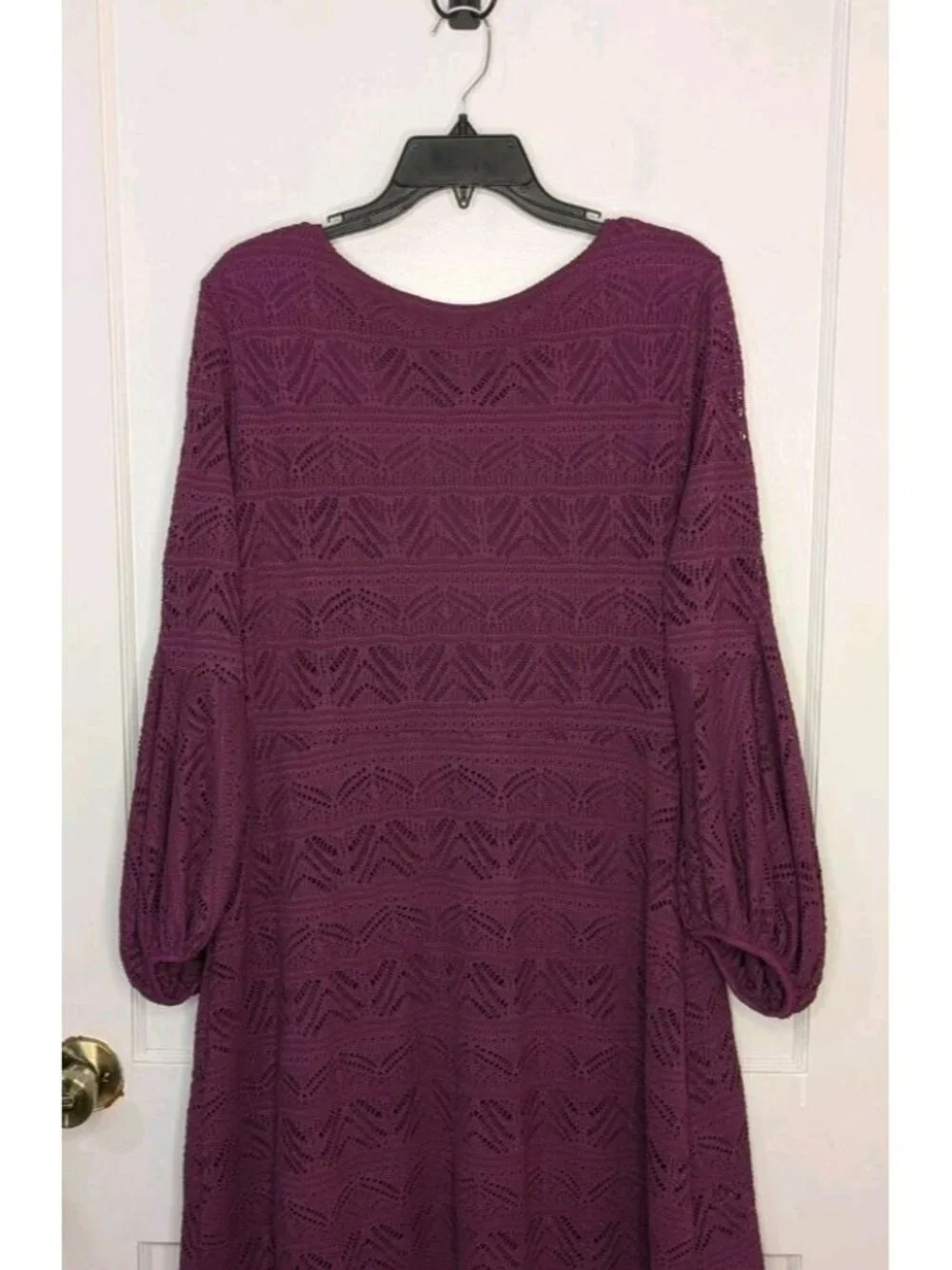 ANTHROPOLOGIE MAEVE Size Large Laila Lace Lined Dress Balloon Sleeve Purple
